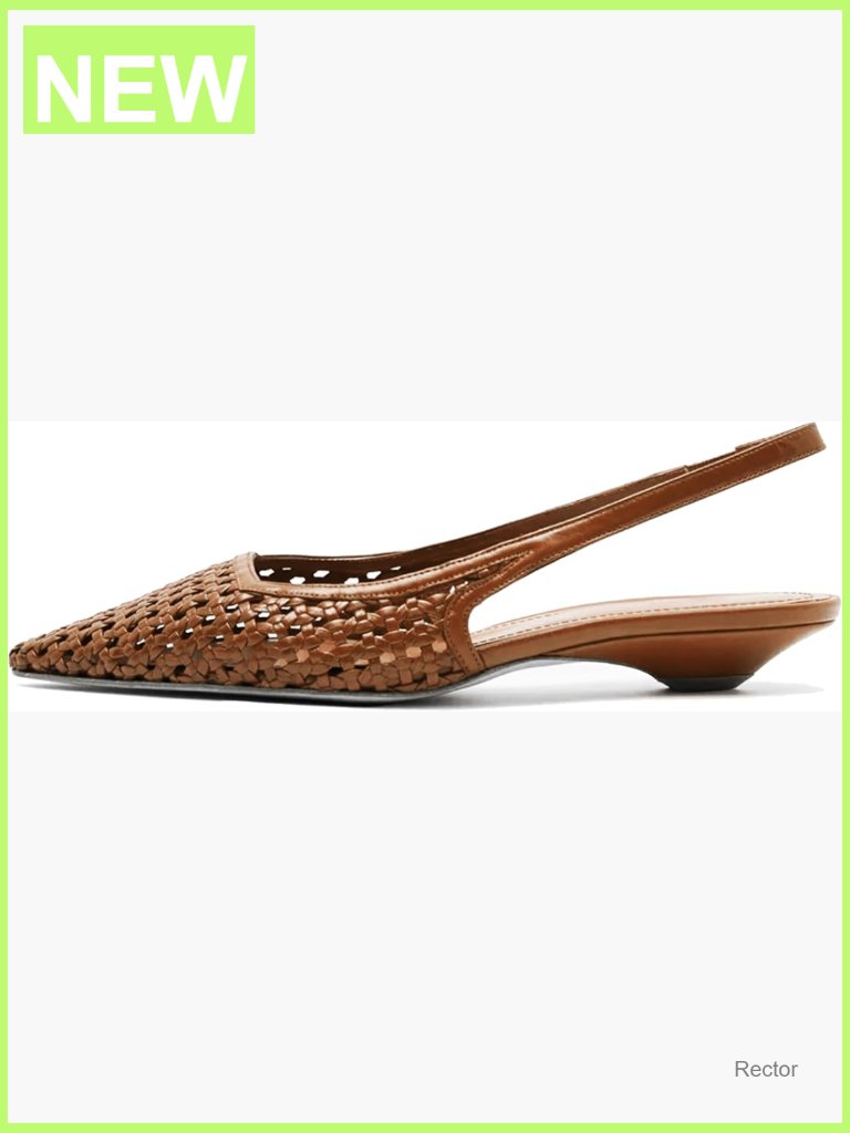 Pointed Toe Woven Kitten Heel Slingback Pumps Elastic Strap Office Wedding Shoes